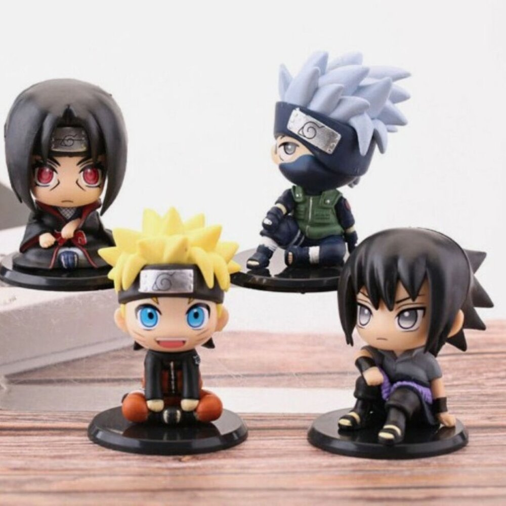 Naruto Chibi Figure Set Naruto Kakashi Sasuke Itachi 4pc Anime Display
